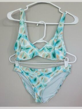 Aerie Blue Green Orange White Bikini Swimsuit Size M
